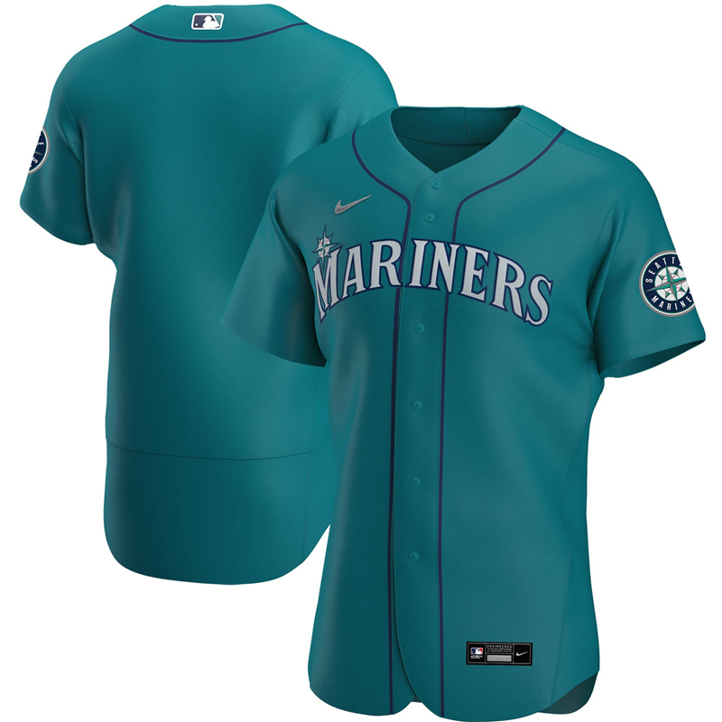 2020 MLB Men Seattle Mariners Nike Aqua Alternate 2020 Authentic Official Team Jersey 1